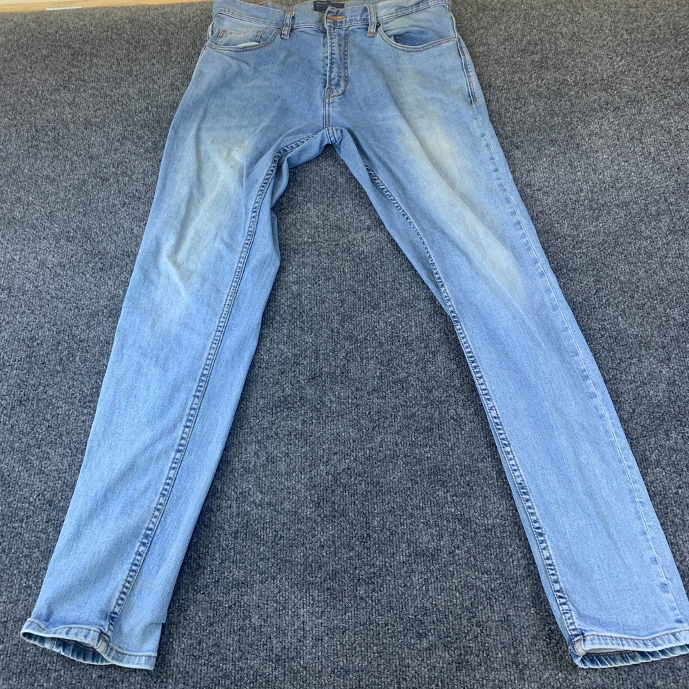 Zara Man Skinny Jeans Mens 32x29 Blue Light Wash 5-Pocket Low Rise Streetwear